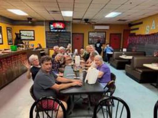 The group dining out on the first night
