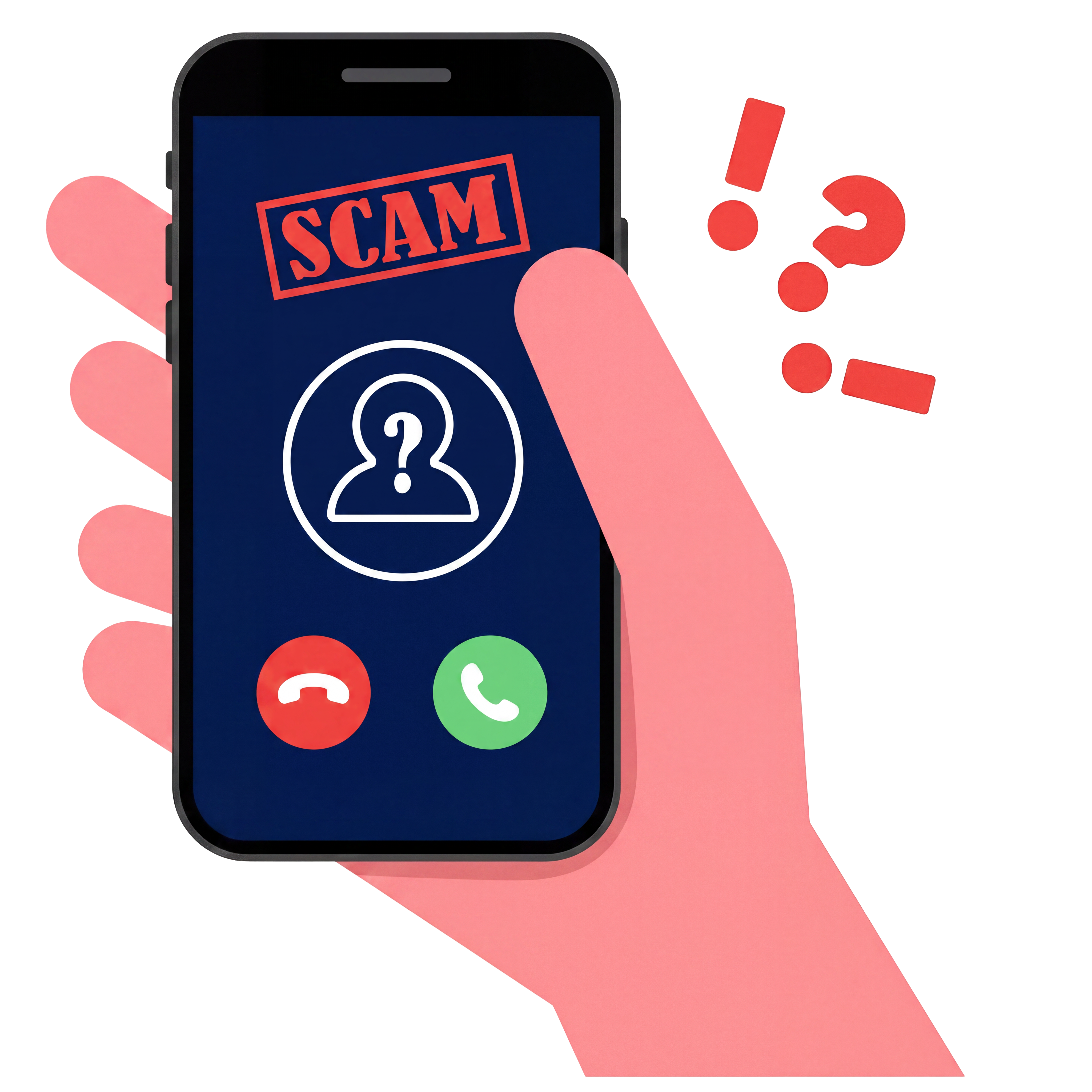 Cell phone displaying scam warning