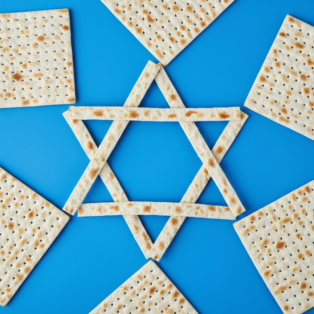Matzahs arranged in a Star of David